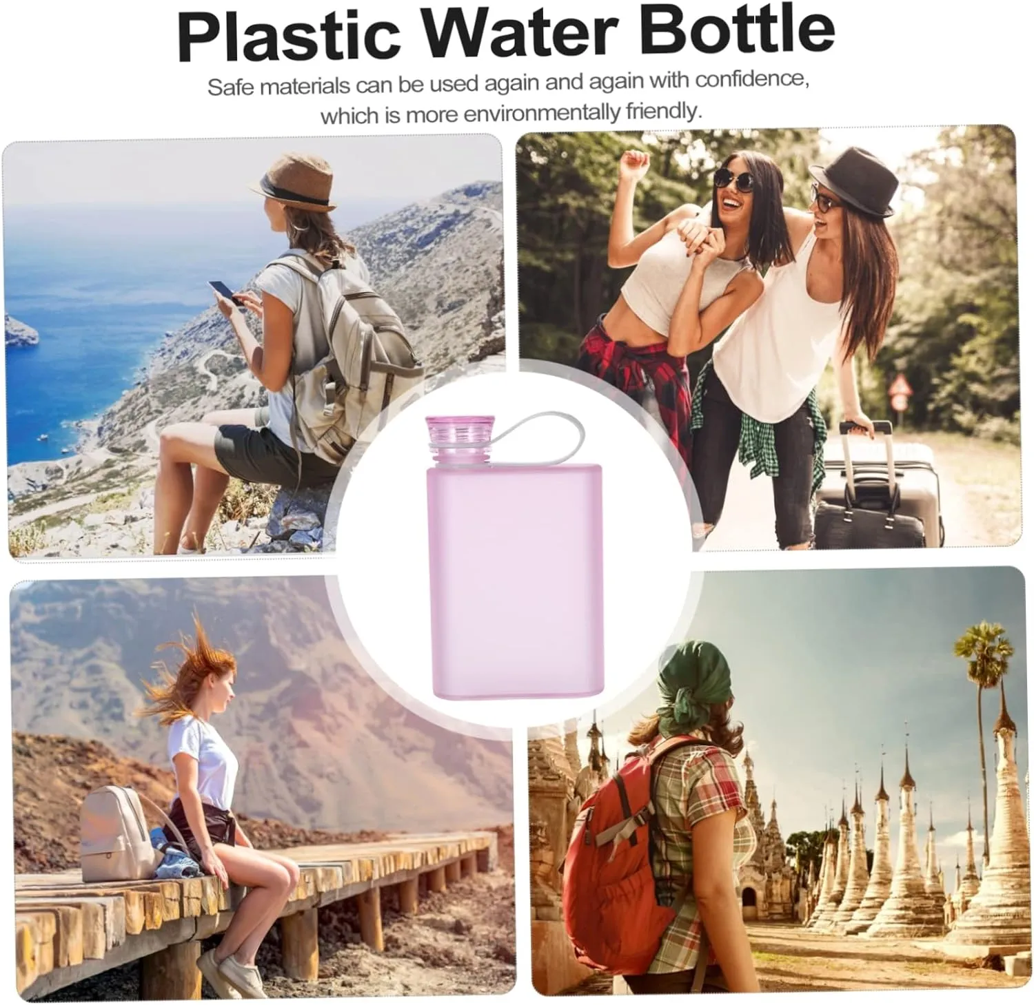 VANZACK Outdoor Water Bottle Soft Water Bottle Plastic Frosted Kettle Portable Design for Fitness