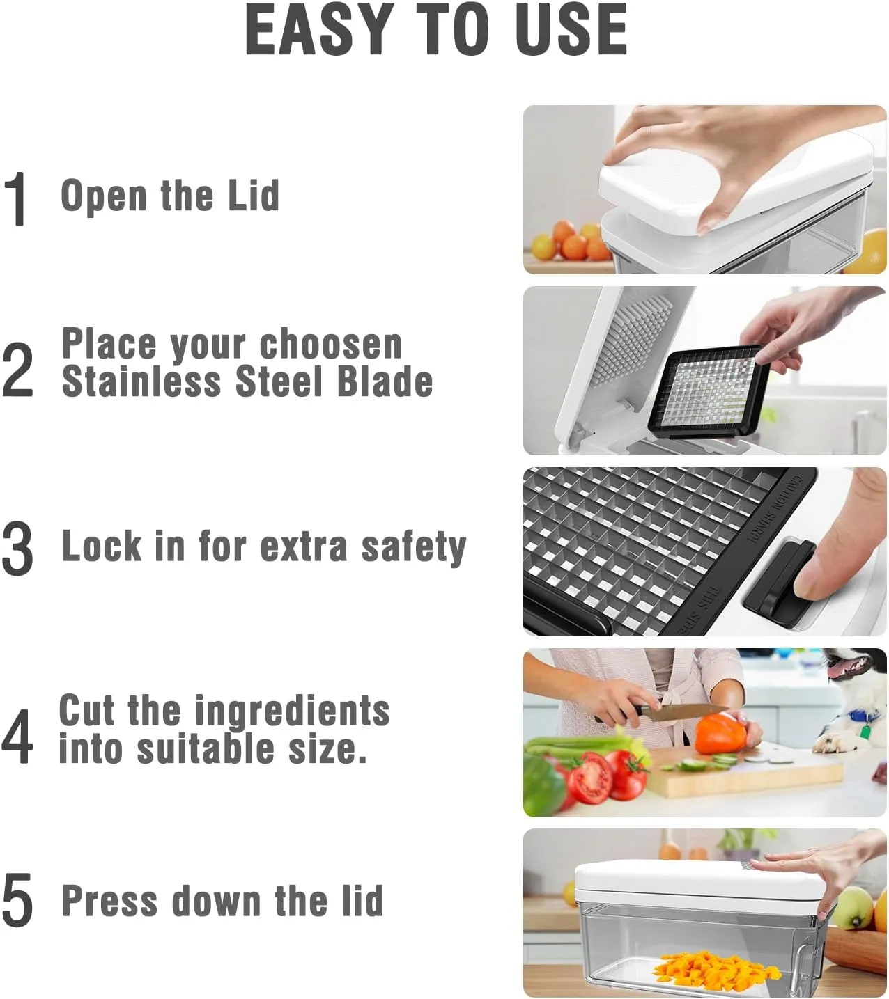 Vegetable Chopper: 10 in 1 Food Chopper - Onion Vegetable Slicer Cutter Dicer, Veggie Cutter with Container, 7 Blades, Kitchen Gadgets for Carrot Salad Garlic Potato Slicer