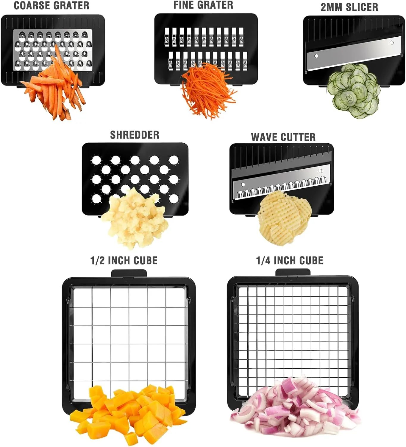 Vegetable Chopper: 10 in 1 Food Chopper - Onion Vegetable Slicer Cutter Dicer, Veggie Cutter with Container, 7 Blades, Kitchen Gadgets for Carrot Salad Garlic Potato Slicer