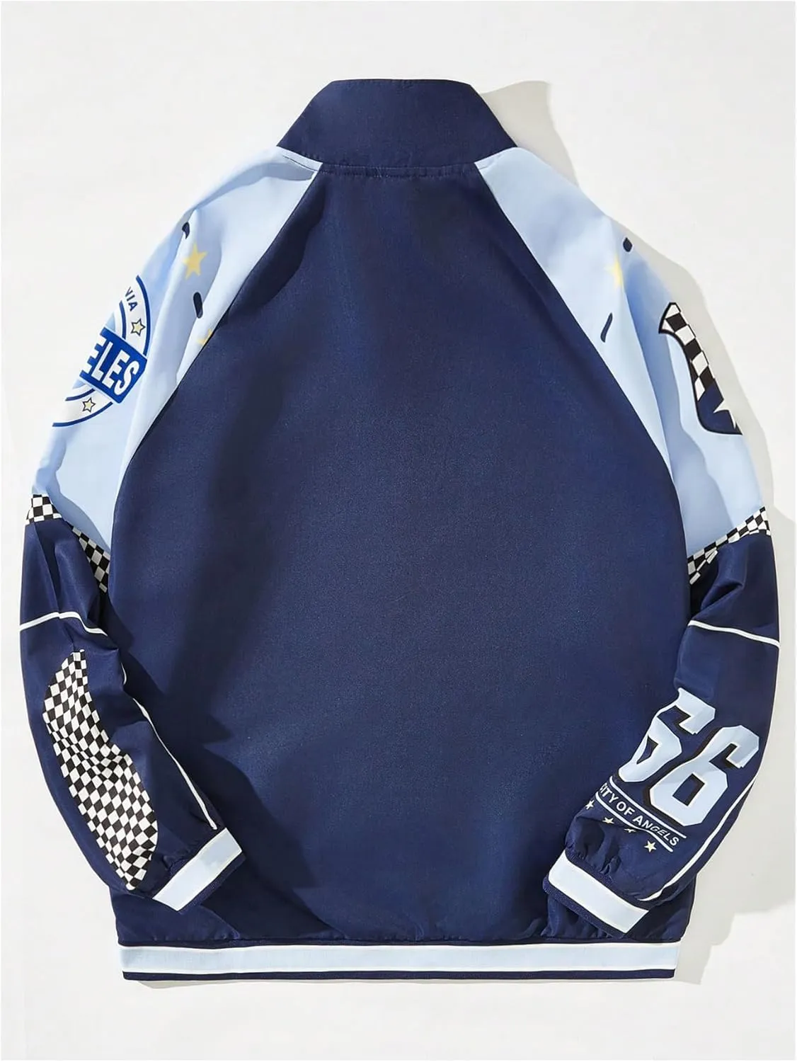 Verdusa Men's Varsity Jackets Zip Up Letter Graphic Baseball Jacket Outerwear
