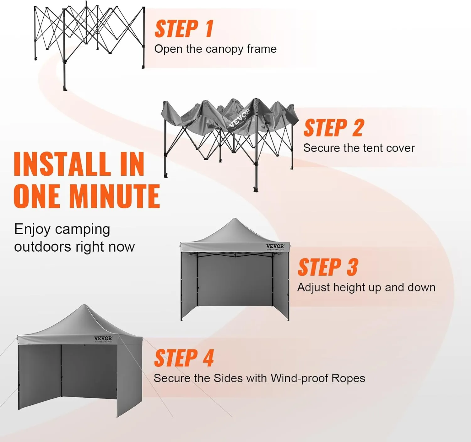 VEVOR 10x10 FT Pop up Canopy with Removable Sidewalls, Instant Canopies Portable Gazebo & Wheeled Bag, UV Resistant Waterproof, Enclosed Canopy Tent for Outdoor Events, Patio, Backyard, Party, Camping