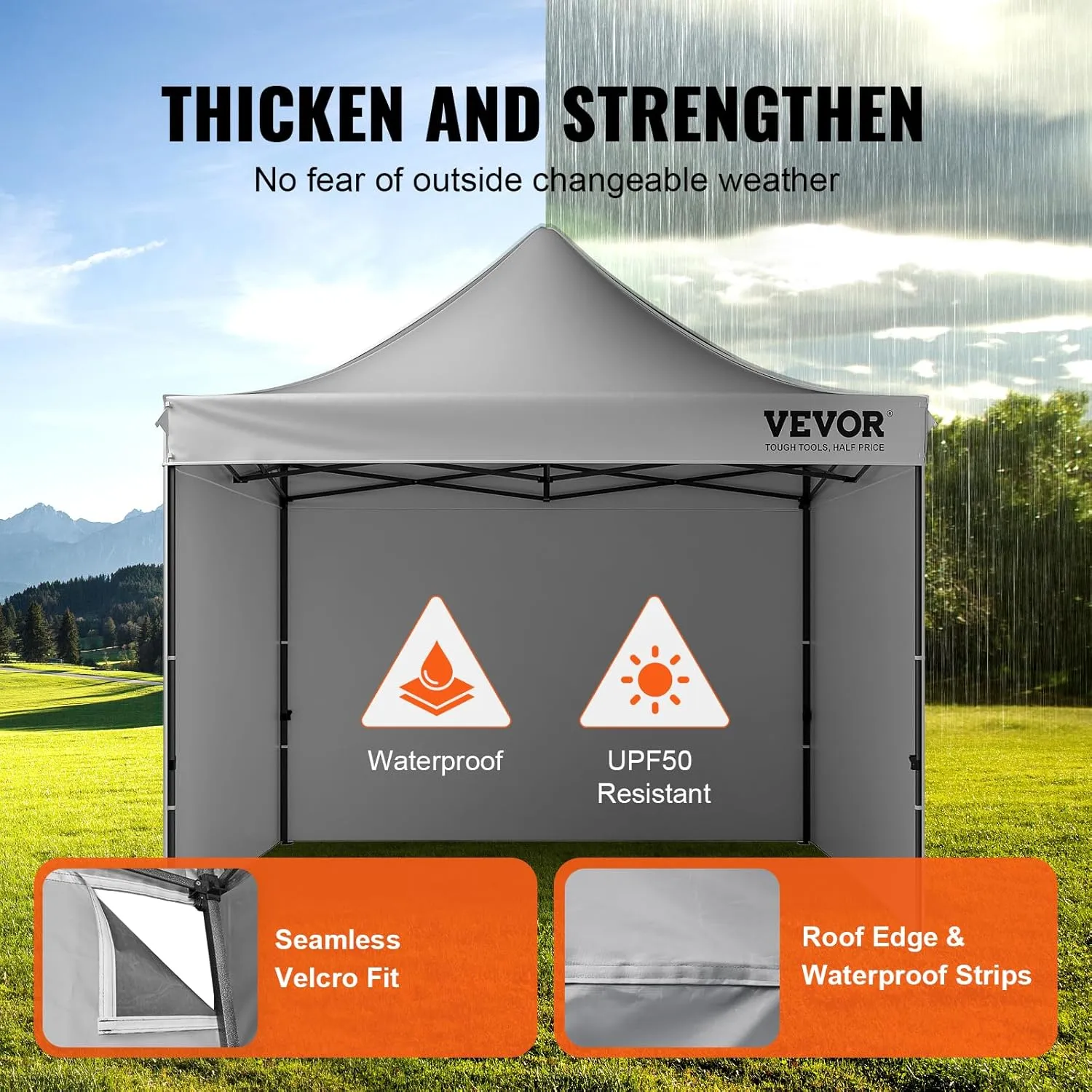 VEVOR 10x10 FT Pop up Canopy with Removable Sidewalls, Instant Canopies Portable Gazebo & Wheeled Bag, UV Resistant Waterproof, Enclosed Canopy Tent for Outdoor Events, Patio, Backyard, Party, Camping