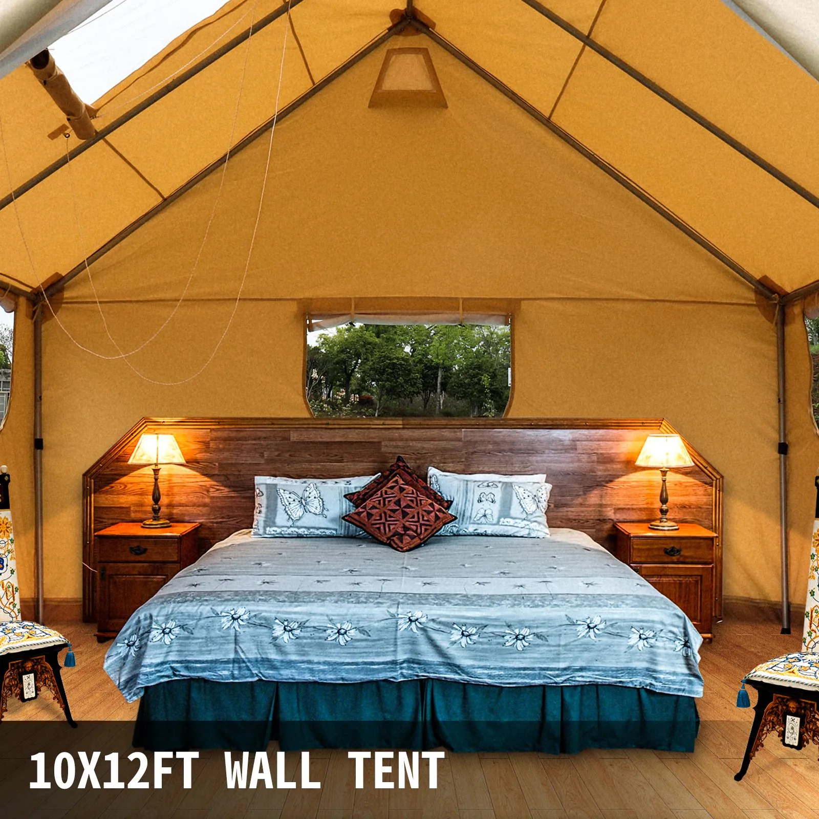 VEVOR Canvas Wall Tent 10x12ft | Waterproof, Durable, and Spacious Tent for Outdoor Camping and Hunting