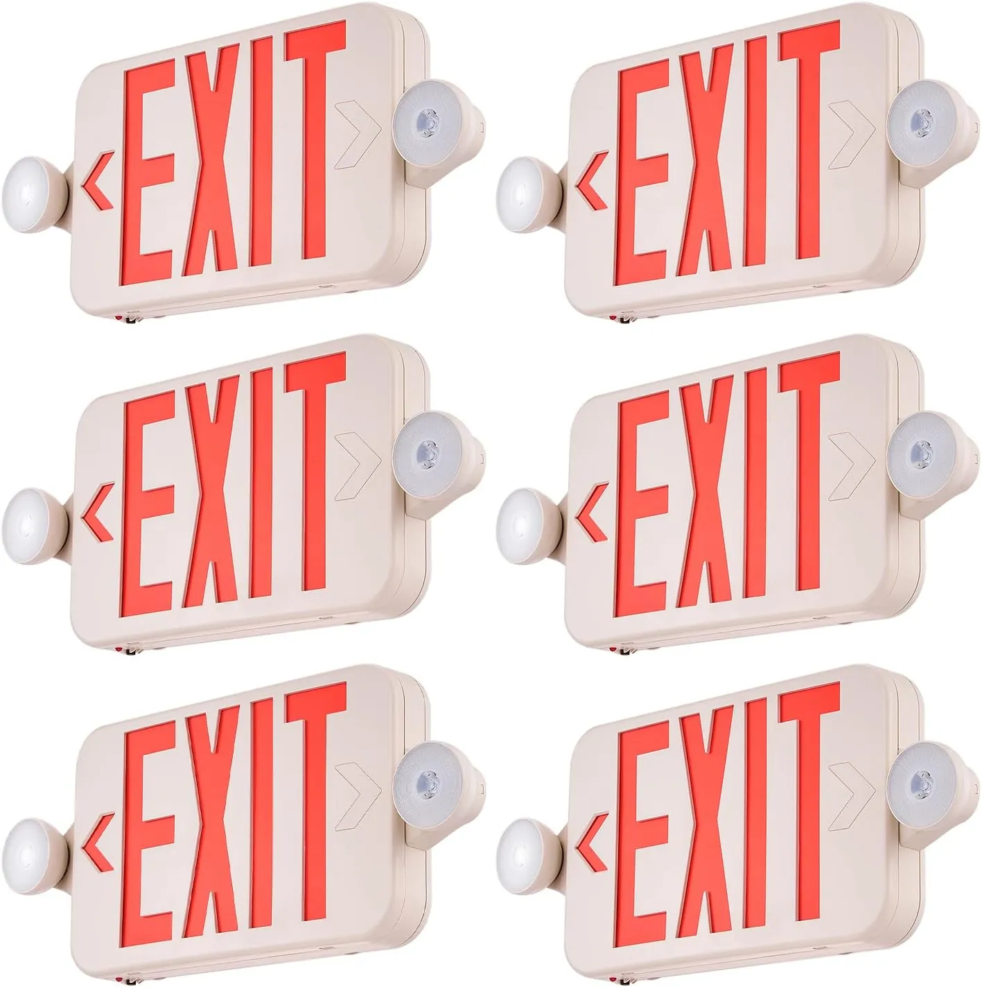 VEVOR LED Exit Sign with Emergency Lights, Two LED Adjustable Heads Emergency Exit Light with Battery Backup, Combo Red Letter Fire Exit Lighting, Commercial Exit Signs Tested to Standards