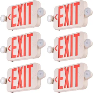 VEVOR LED Exit Sign with Emergency Lights, Two LED Adjustable Heads Emergency Exit Light with Battery Backup, Combo Red Letter Fire Exit Lighting, Commercial Exit Signs Tested to Standards