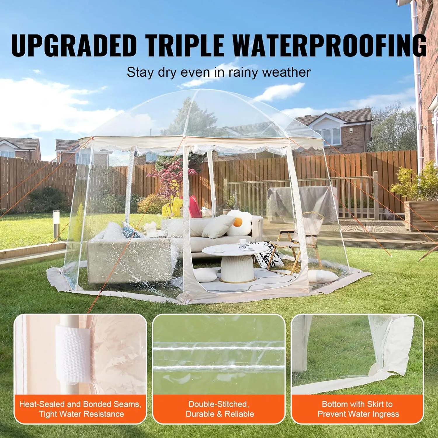 VEVOR Upgraded Pop up Bubble Tent for 8-10 People - Need Simple Assembly - 12x11.1ft Outdoor Clear Bubble Tent Dome, Weatherproof Clear Tent Shelter for Soccer, Football, Softball, Events, and Parades