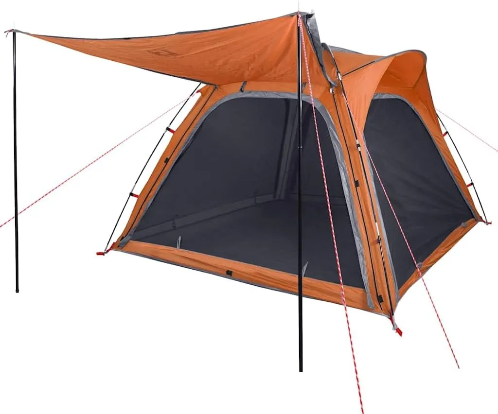 vidaXL Camping Tent 4-Person Grey and Orange Quick Release Waterproof