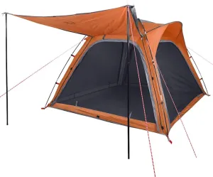 vidaXL Camping Tent 4-Person Grey and Orange Quick Release Waterproof