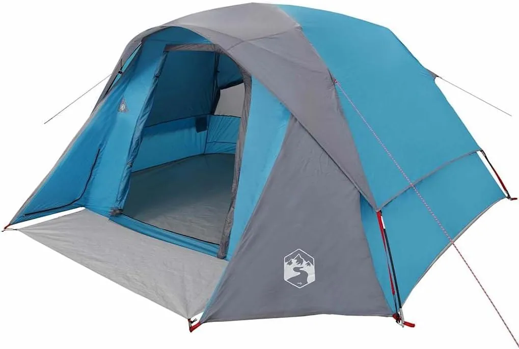 vidaXL Camping Tent Cabin 4-Person Blue Waterproof