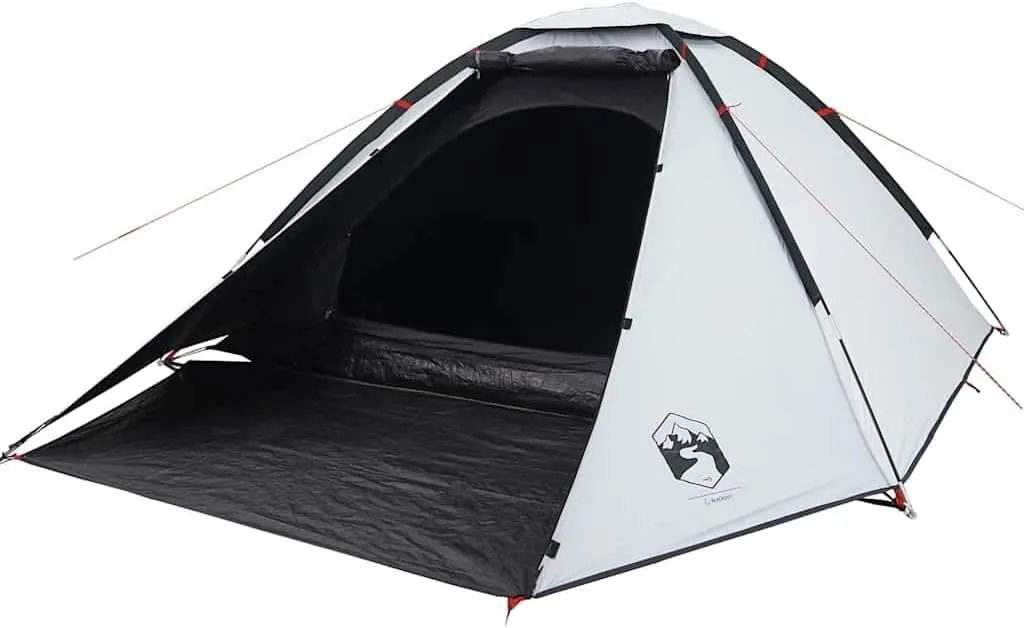 vidaXL Camping Tent Dome 2-Person White Blackout Fabric Waterproof