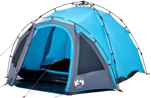 vidaXL Camping Tent Dome 3-Person, Garden Shelter, Portable Canopy for Outdoor Patio Hiking, Foldable Dome Tent, Blue Quick Release