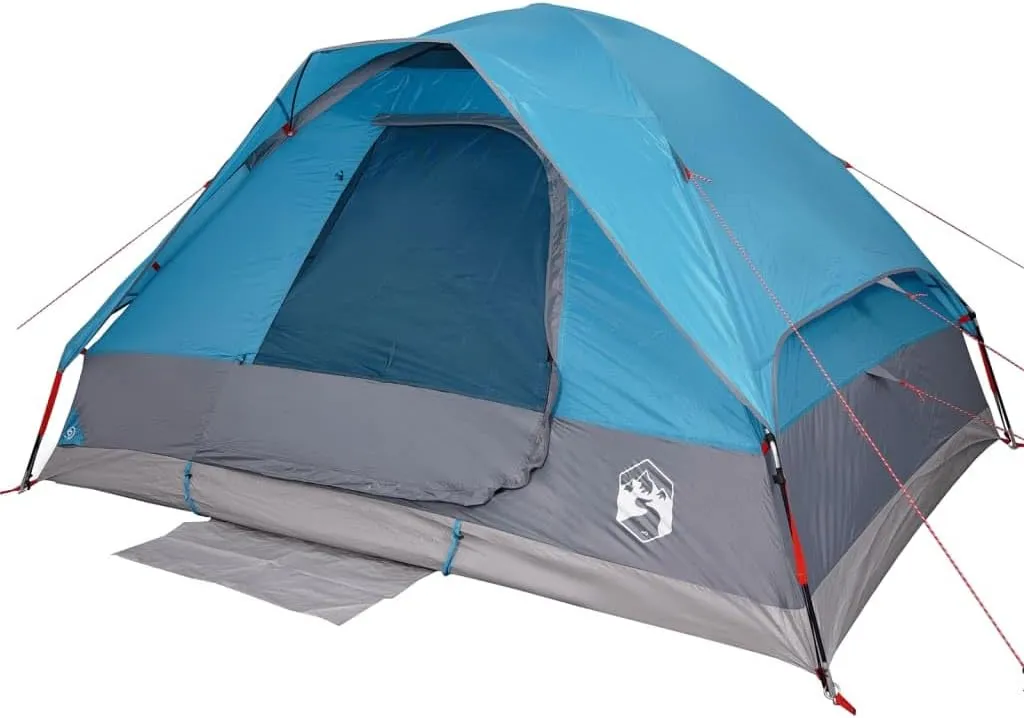 vidaXL Camping Tent Dome 4-Person Blue Waterproof