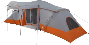 vidaXL Large Outdoor Camping Tent for 6 People UV Resistant Waterproof Grey and Orange Easy Setup Carrying Bag Included Family Person Lightweight Gear with Portable