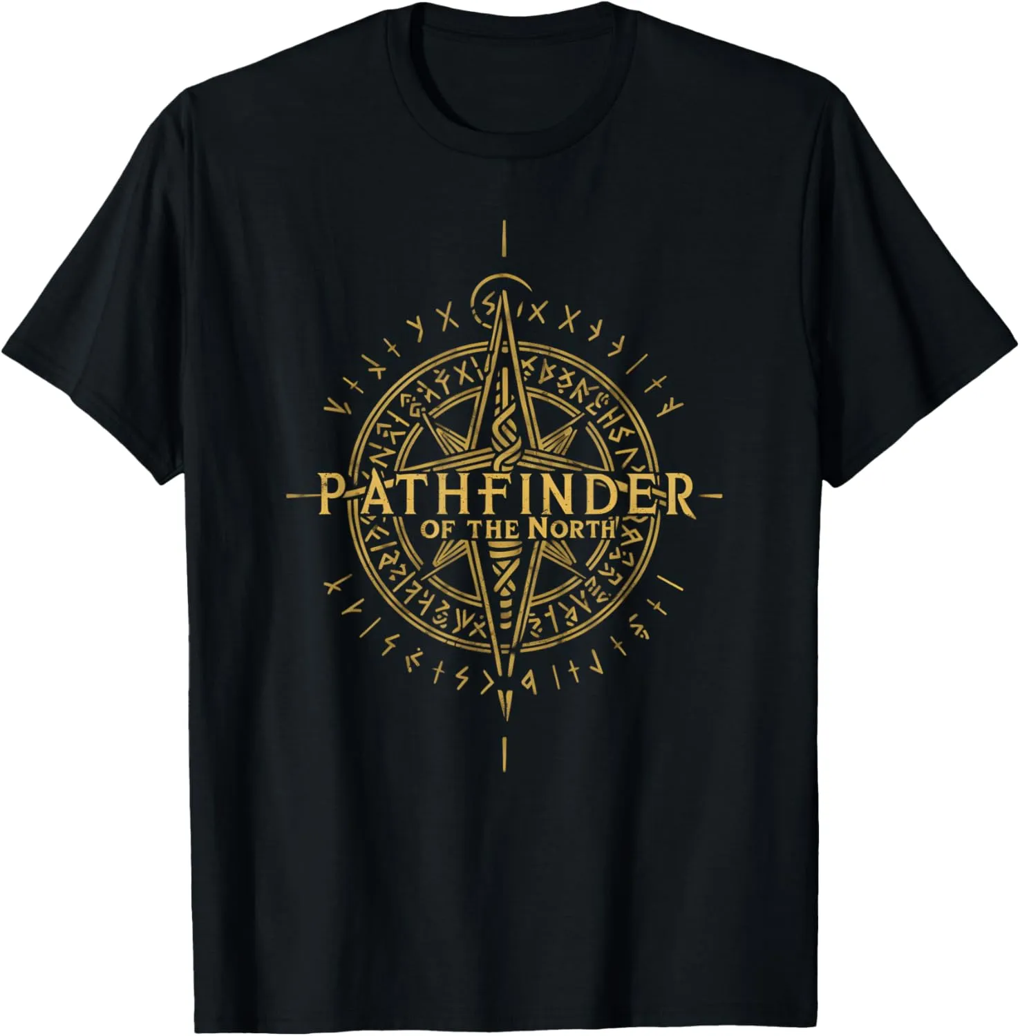 Viking Pathfinder Rune Compass Tee - Nordic Myth Explorer T-Shirt