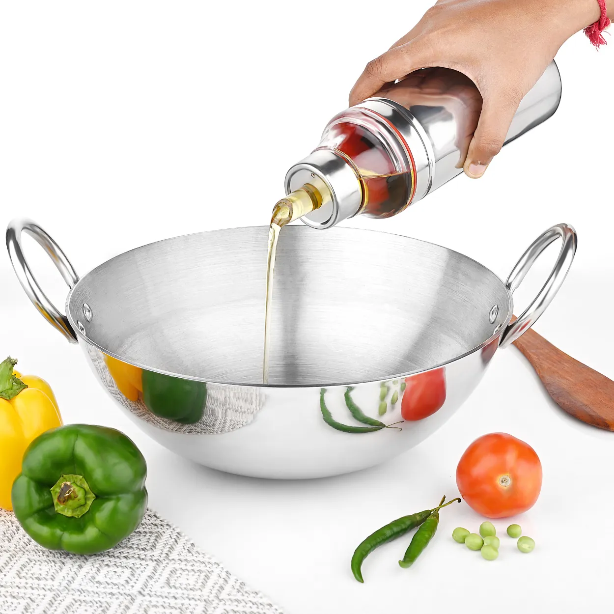 Vinod Stainless Steel Oil Pot Combo Set - 500ml & 1000ml, Rust-Free with Anti-Drip Spout and Clear Lid for Easy Monitoring