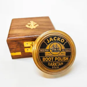 VINTORIA Jacko Boot Polish Compass | Solid Brass Magnetic Pocket Compass with Elegant Wooden Box | Nautical Navigation Tool & Ideal Gift for Adventurers & Collectors