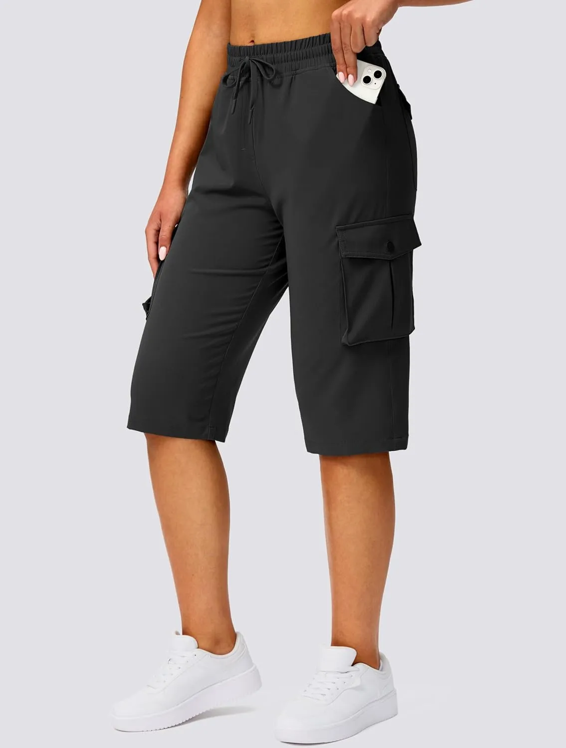 Viodia 15" Long Shorts for Women Hiking Cargo Bermuda Shorts Lightweight Knee Length Capris for Summer Travel Fishing