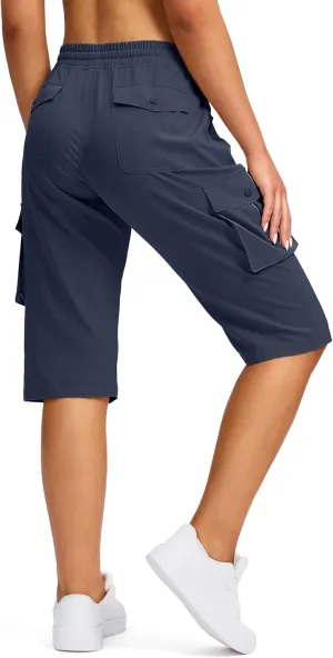 Viodia 15" Long Shorts for Women Hiking Cargo Bermuda Shorts Lightweight Knee Length Capris for Summer Travel Fishing