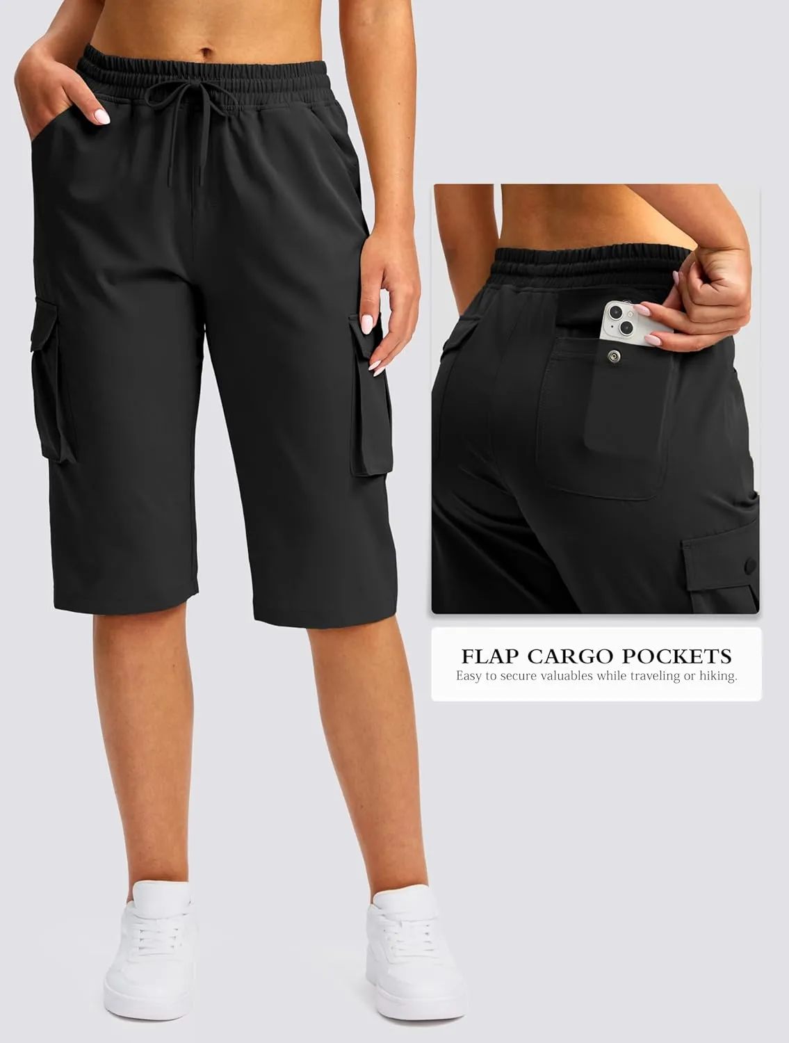Viodia 15" Long Shorts for Women Hiking Cargo Bermuda Shorts Lightweight Knee Length Capris for Summer Travel Fishing