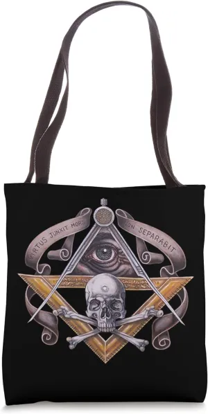 Virtus Junxit Mors Non Separabit Mason Skull Symbol Vintage Tote Bag