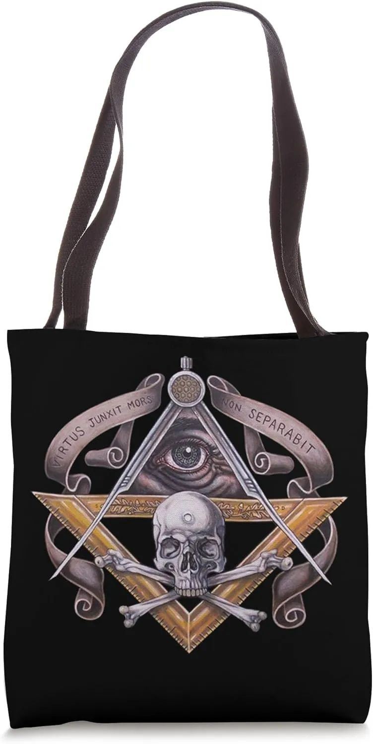 Virtus Junxit Mors Non Separabit Mason Skull Symbol Vintage Tote Bag