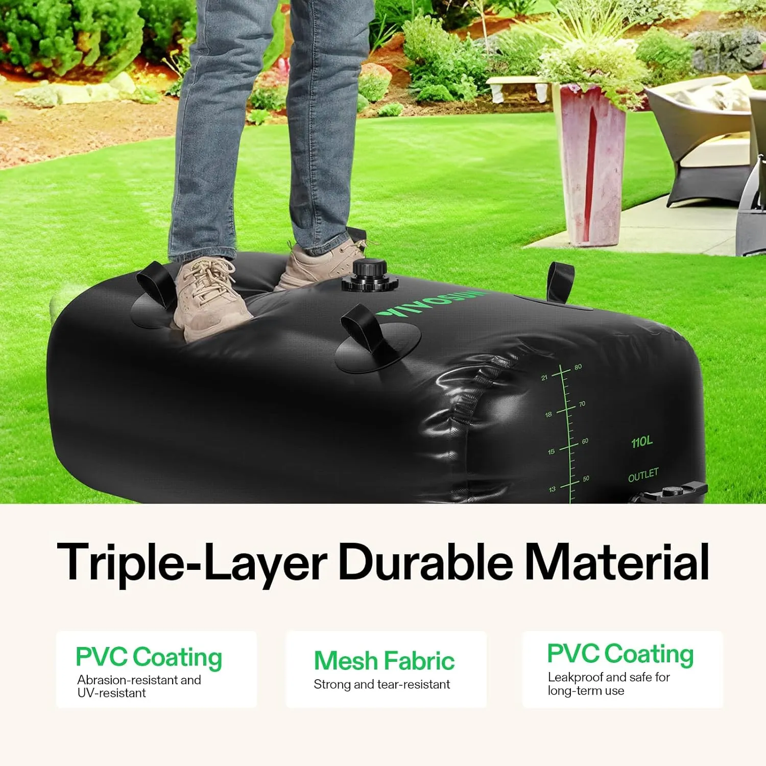 VIVOSUN 110 L/30 Gal Water Bladder, Foldable and Portable Water Storage Bag for RV, Camping, Garden Watering, Agricultural Irrigation, Drought Resistance, Firefighting