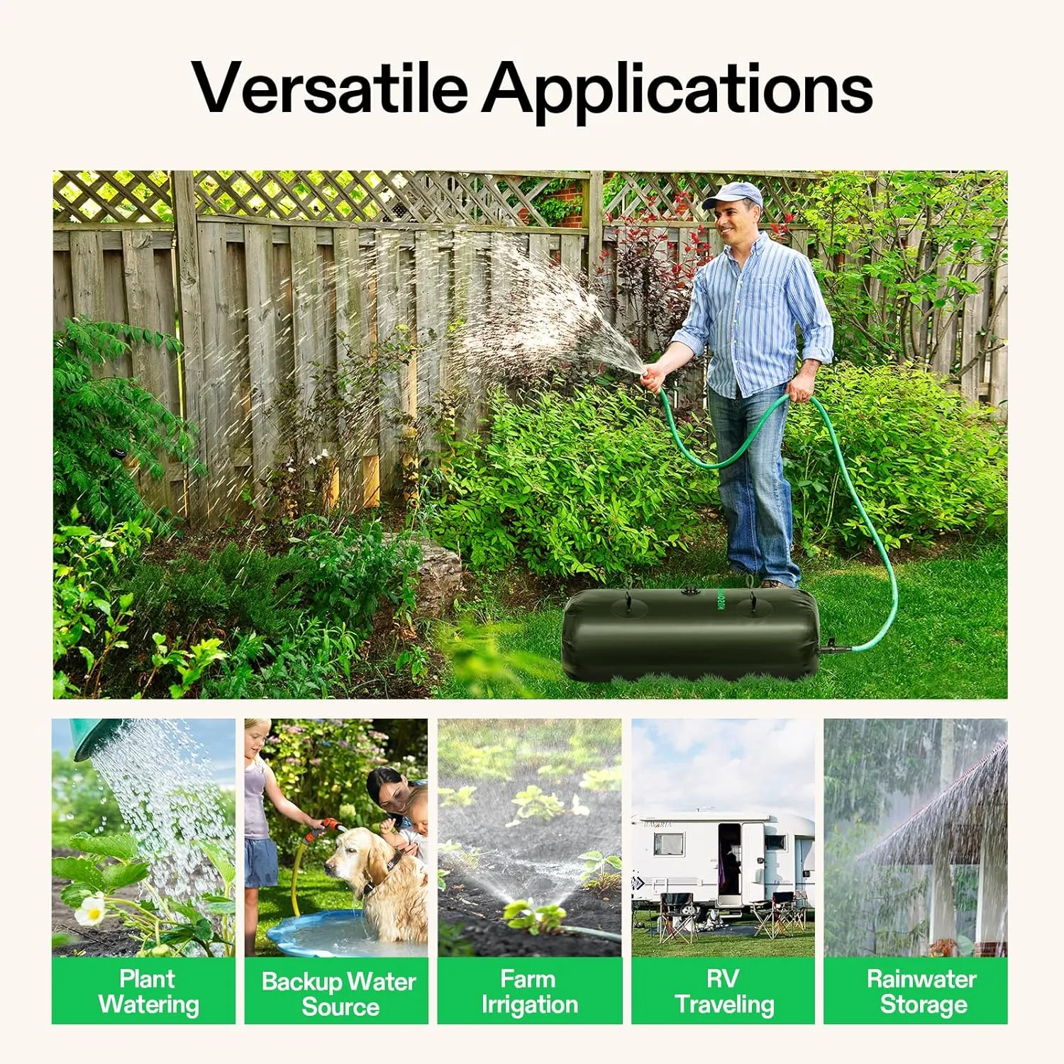 VIVOSUN 110 L/30 Gal Water Bladder, Foldable and Portable Water Storage Bag for RV, Camping, Garden Watering, Agricultural Irrigation, Drought Resistance, Firefighting