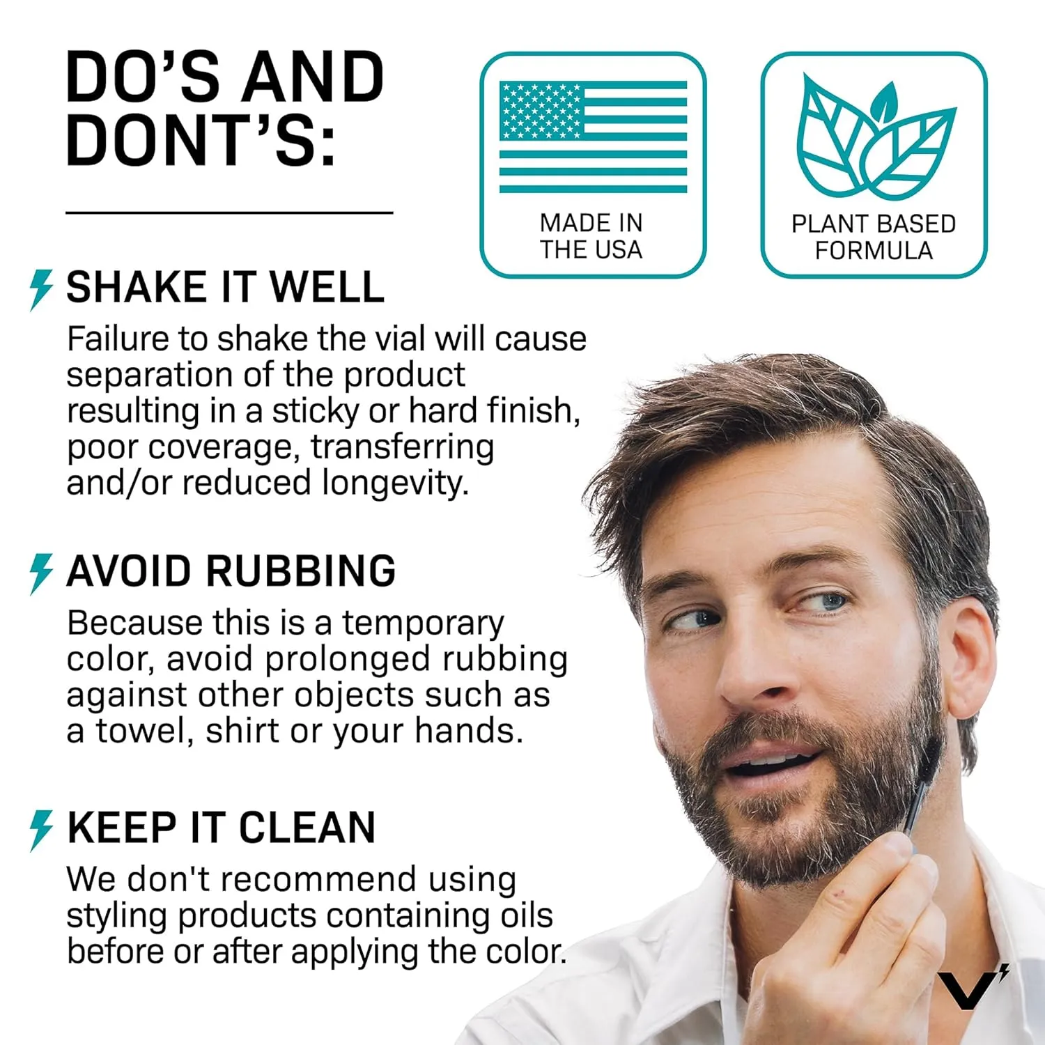 VOLT Grooming Instant Beard Color Single Pack - Quick Drying Plant Based Hypoallergenic Brush on Color for Beards, Mustaches, and Eyebrows - 0.35 Fl Oz (10 ml), Onyx (Black)