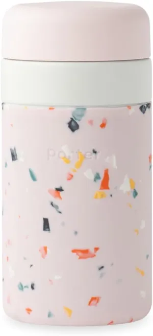 W&P Porter Insulated Bottle 12 oz | Clean Taste Ceramic Coating for Water, Coffee, & Tea | Wide Mouth Vacuum Insulated | Dishwasher Safe, Blush Terrazzo