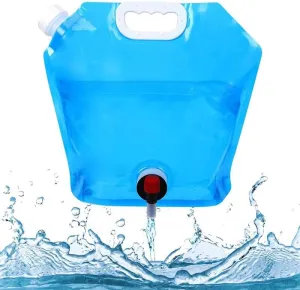 Water Container With Tap, Collapsible Water Container Water Storage for Camping Hiking Backpack Emergency, No-Leak Freezable Foldable Water Bottle 1/2.2 Gallon (10L/2.2Gallon)