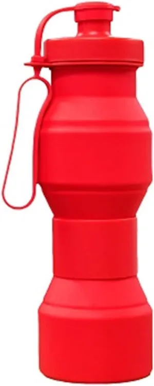 Water Cup Silicone Collapsible Water Bottles Travel Folding Cars Portable Kettle My Foldable Drink Bottle (Color : Rojo)