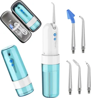 Water Dental Flosser for Teeth Cleaning and Flossing with Travel Size Case – Rechargeable Oral Irrigator, Water Flosser for Adults, IPX7 Waterproof, 5 Jet Tips & 4 Modes
