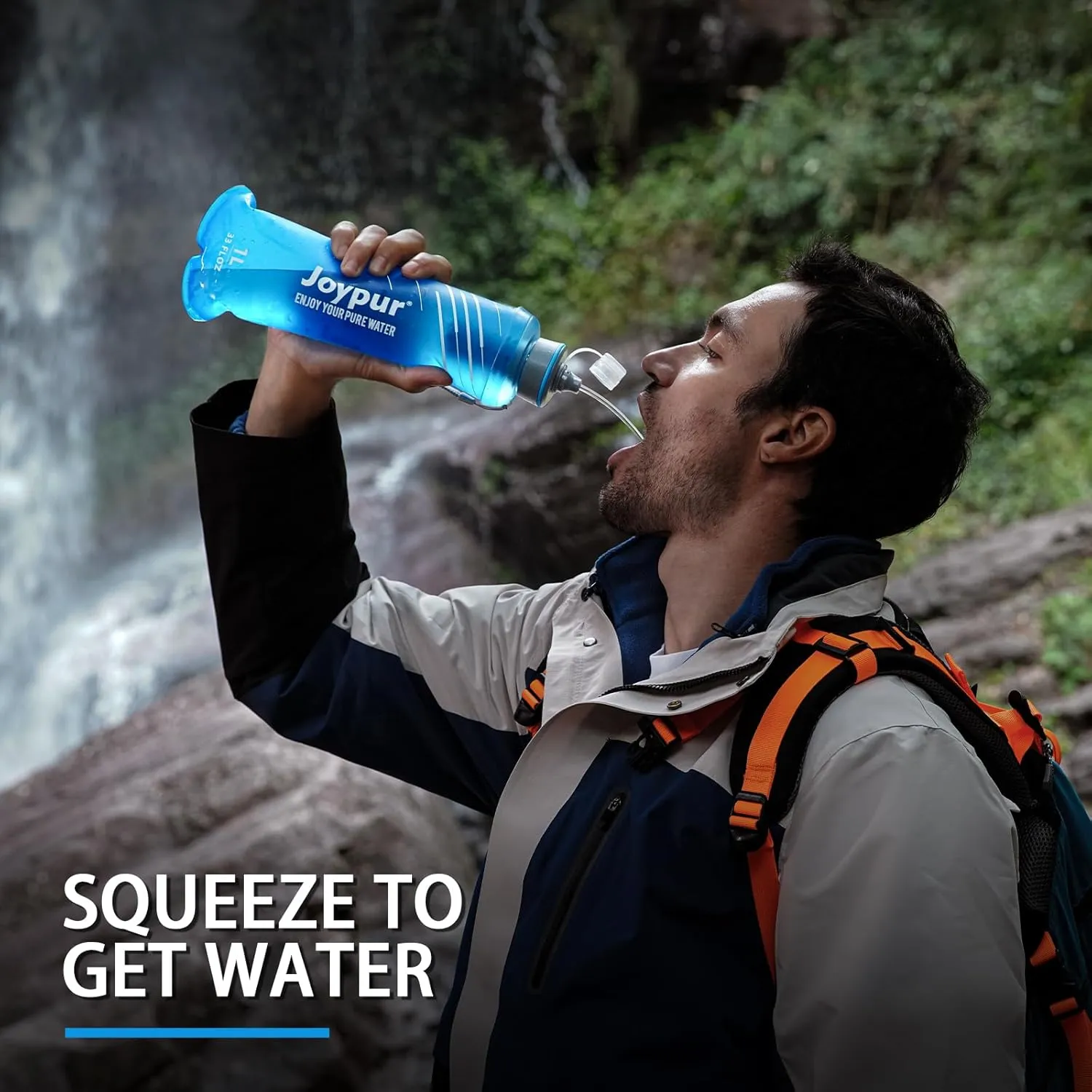 Water Filter Bottle Survival - 650/1000/2000ml Collapsible Water Bottle with NSF/FDA Certification with Filter Squeeze Water Filter Bottle Portable Water Filter Hiking Backpacking Camping