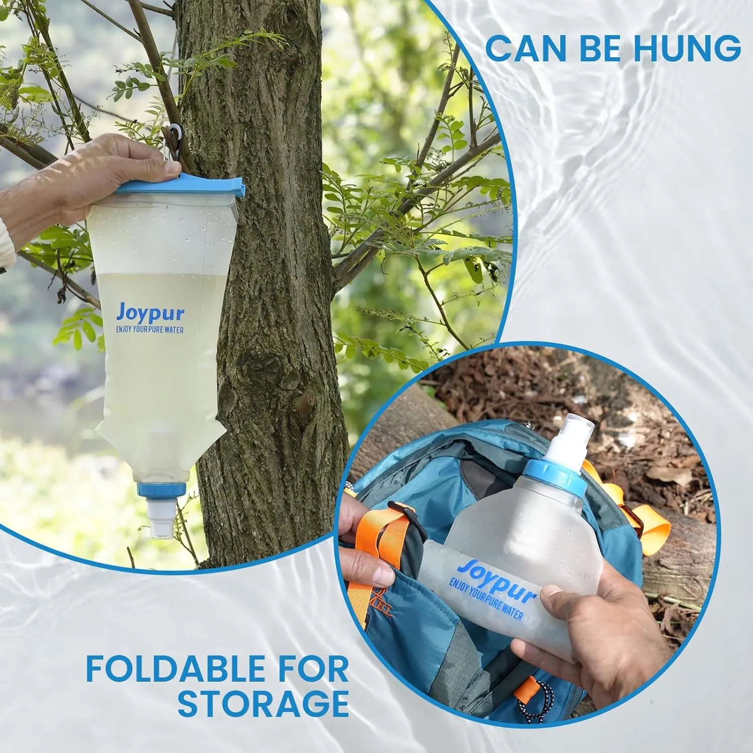 Water Filter Bottle Survival - 650/1000/2000ml Collapsible Water Bottle with NSF/FDA Certification with Filter Squeeze Water Filter Bottle Portable Water Filter Hiking Backpacking Camping