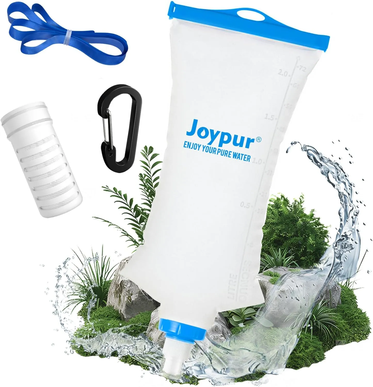 Water Filter Bottle Survival - 650/1000/2000ml Collapsible Water Bottle with NSF/FDA Certification with Filter Squeeze Water Filter Bottle Portable Water Filter Hiking Backpacking Camping