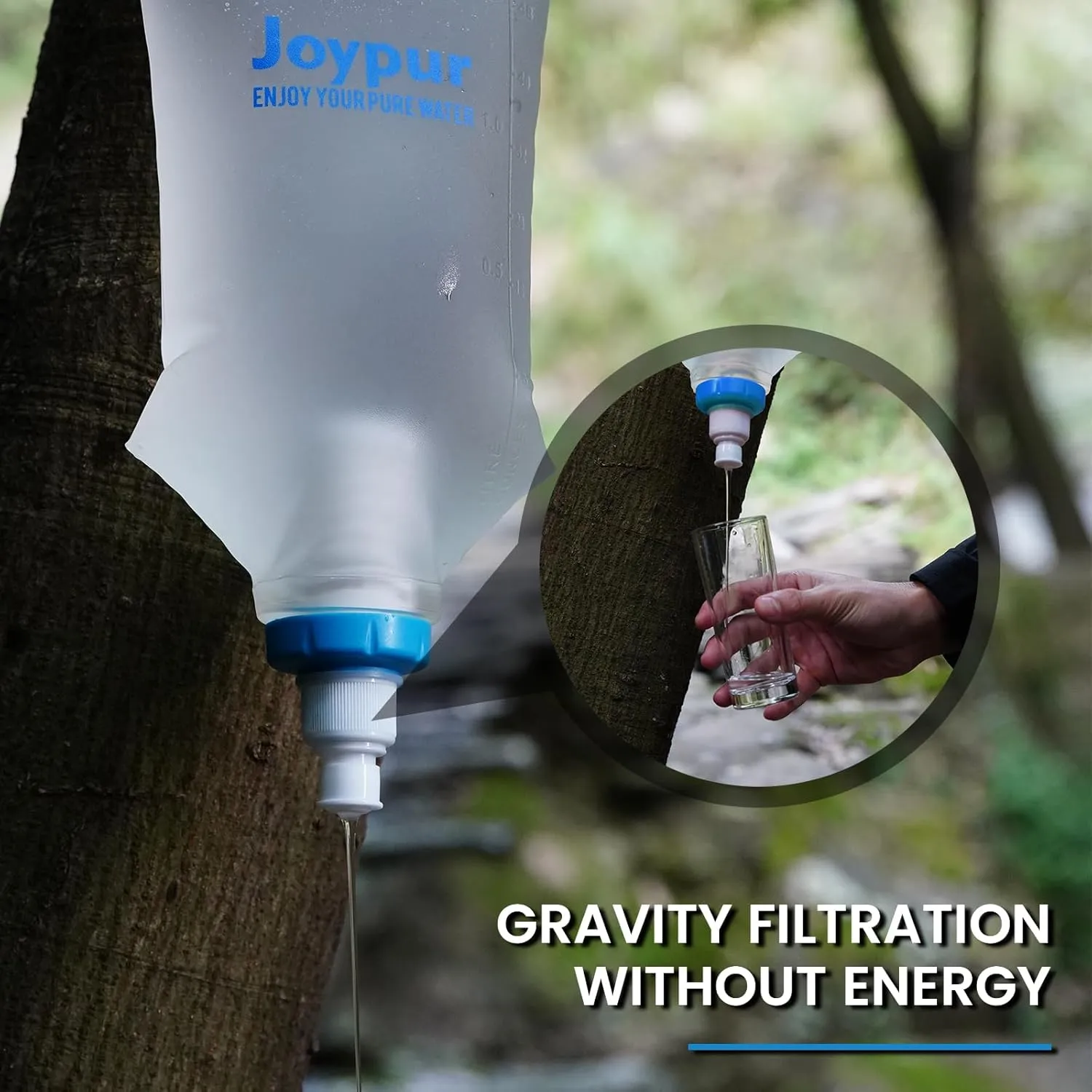 Water Filter Bottle Survival - 650/1000/2000ml Collapsible Water Bottle with NSF/FDA Certification with Filter Squeeze Water Filter Bottle Portable Water Filter Hiking Backpacking Camping