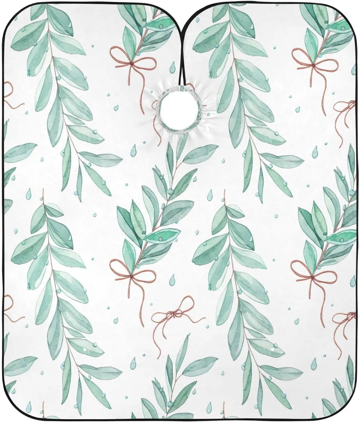 Watercolor Eucalyptus Leaves Cloth Haircutting Cape, Hair Color Apron Client, Haircut Apron Adults