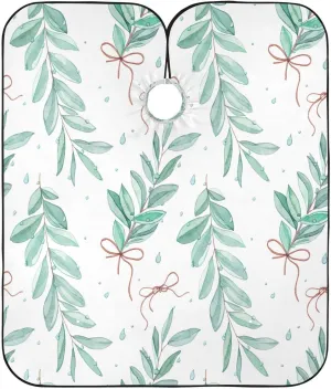 Watercolor Eucalyptus Leaves Cloth Haircutting Cape, Hair Color Apron Client, Haircut Apron Adults