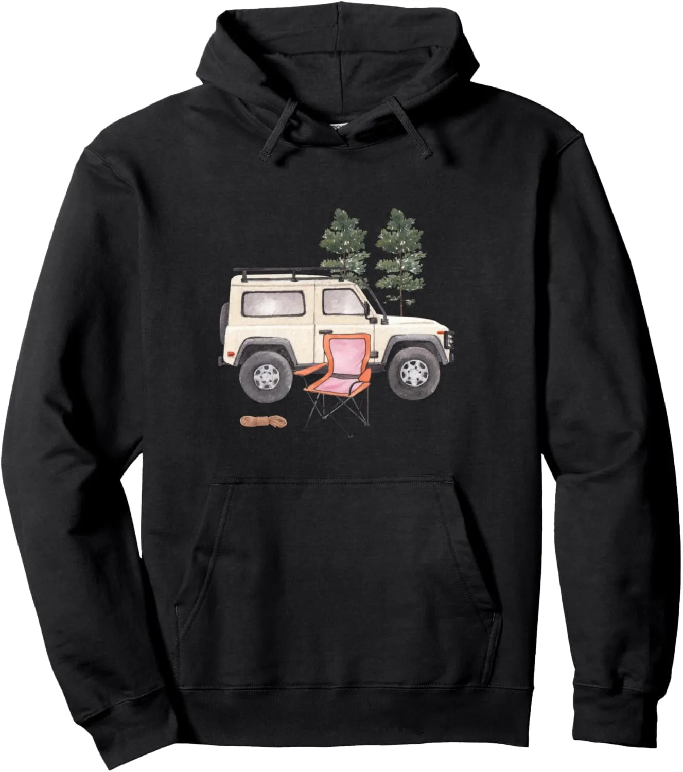 Watercolor Off Road Camping Crew Road Trip Pullover Hoodie