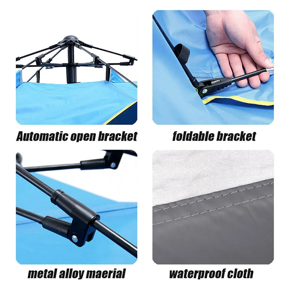 Waterproof Automatic Camping Tent 3-4 Person Come with Moisture Proof Pad(Blue)-QLD_Rural