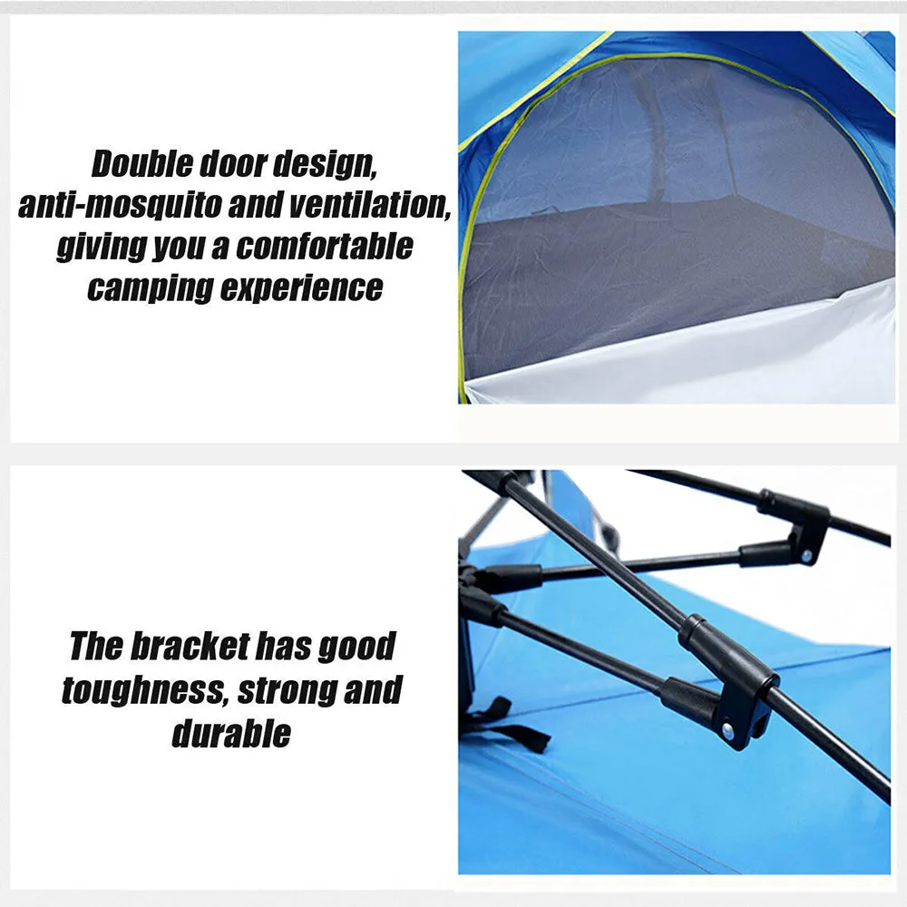Waterproof Automatic Camping Tent 3-4 Person Come with Moisture Proof Pad(Blue)-QLD_Rural