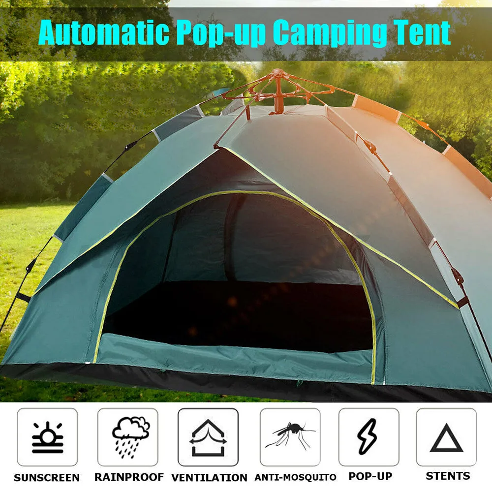 Waterproof Automatic Camping Tent 3-4 Person Come with Moisture Proof Pad(Blue)-QLD_Rural
