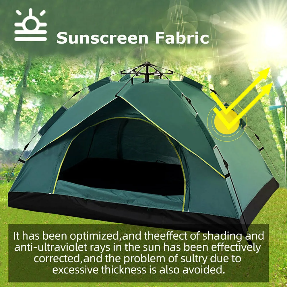 Waterproof Automatic Camping Tent 3-4 Person Come with Moisture Proof Pad(Blue)-QLD_Rural