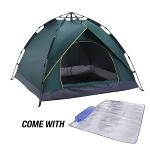 Waterproof Automatic Camping Tent 3-5 Person Come with Moisture Proof Pad(Green)-NSW_Rural