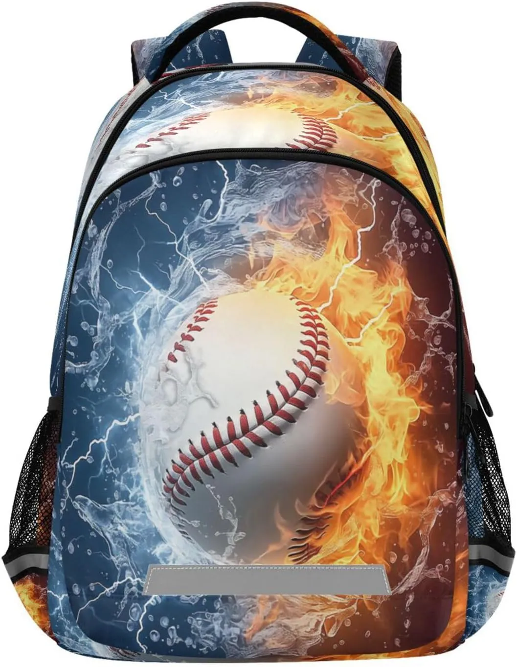 Waterproof Backpack with Baseball Water Fire Design - Lightweight Ergonomic Daypack for Commute, Travel（172）
