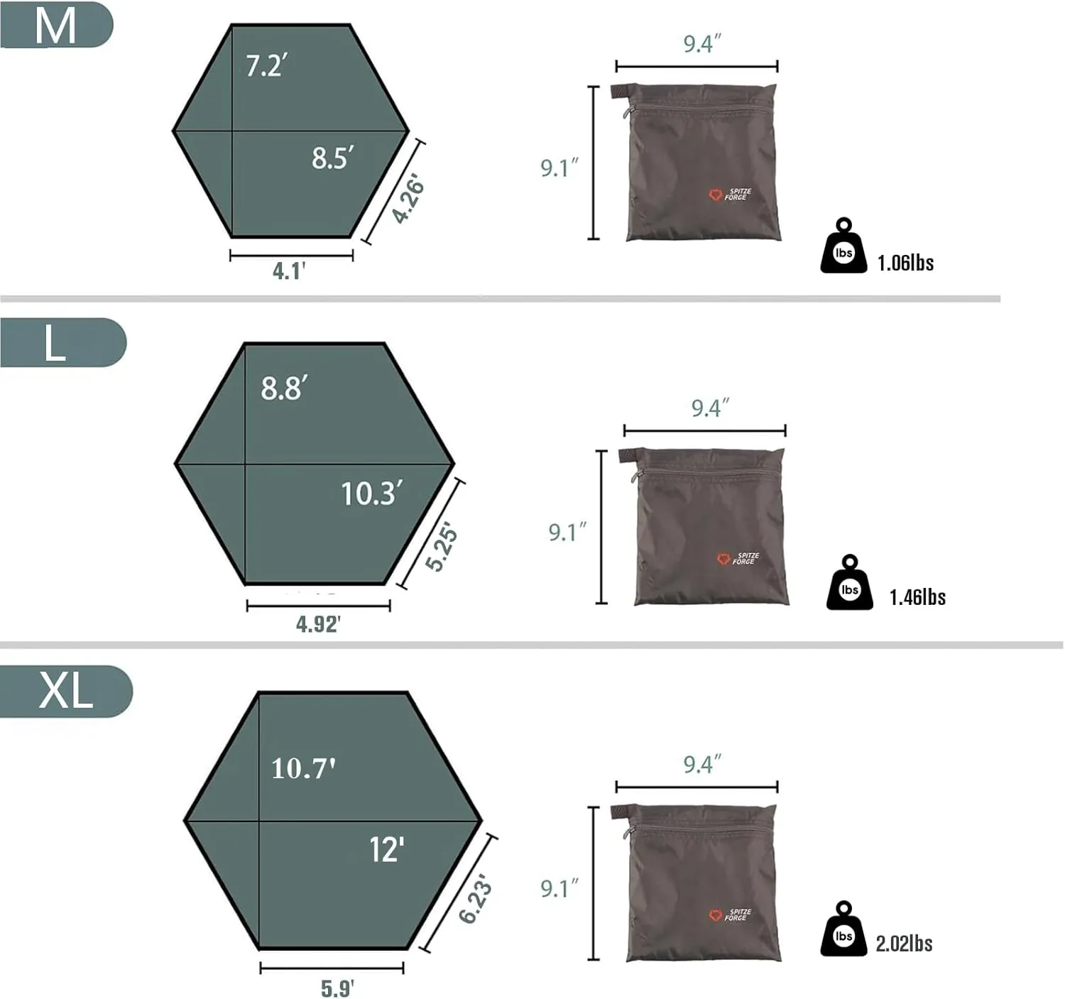 Waterproof Camp Tarp -Hexagonal Tent Tarp for Under Tent -Ground Sheet Mat for Camping Hiking Backpacking Outdoor Travel (L10.3' X 8.8')