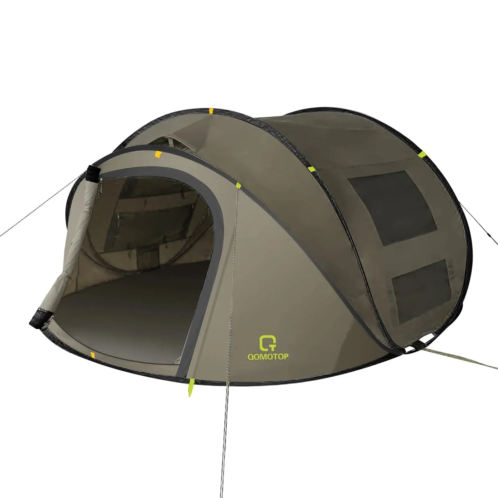 Waterproof Camping Tent for Four with Automatic Setup and Spacious Side Screen Windows