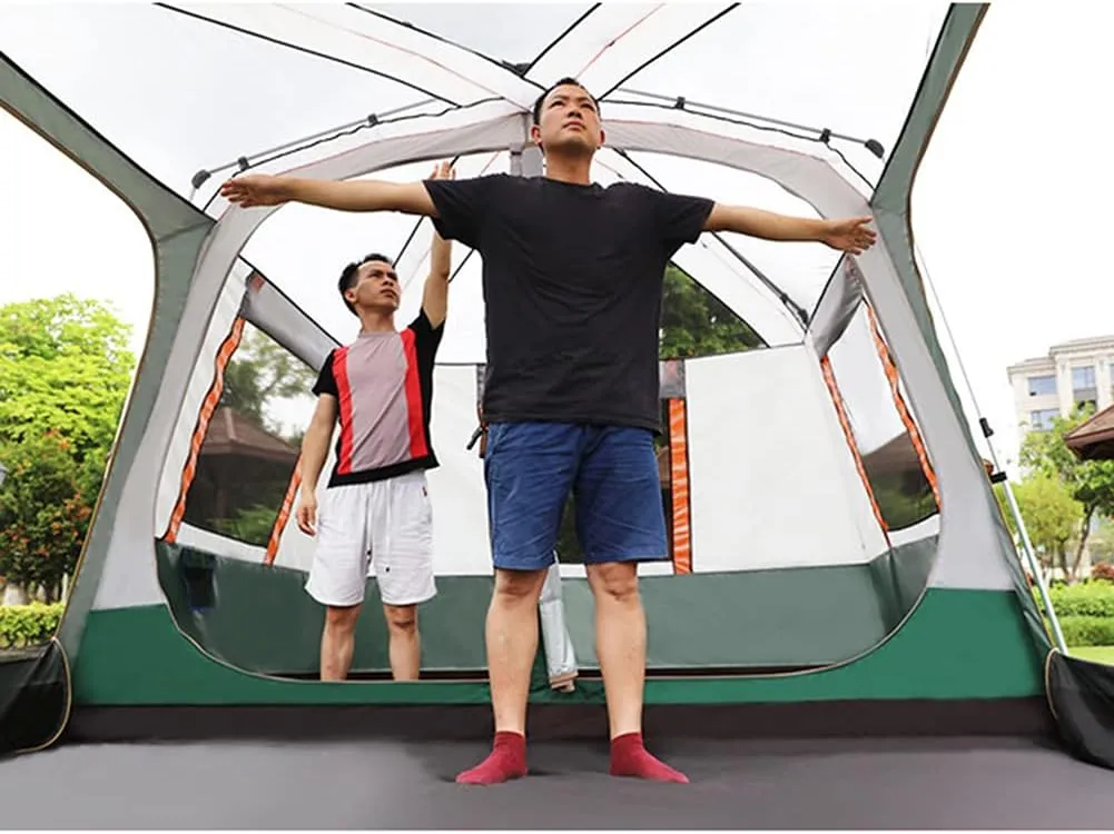 Waterproof Dome Tent with Porch Automatic Pop Up Tent Sun Shelter Easy Set Up Double Layer Family Camping Tents with Carrying Bag for Outdoor Camping, Fishing, BBQ, 5