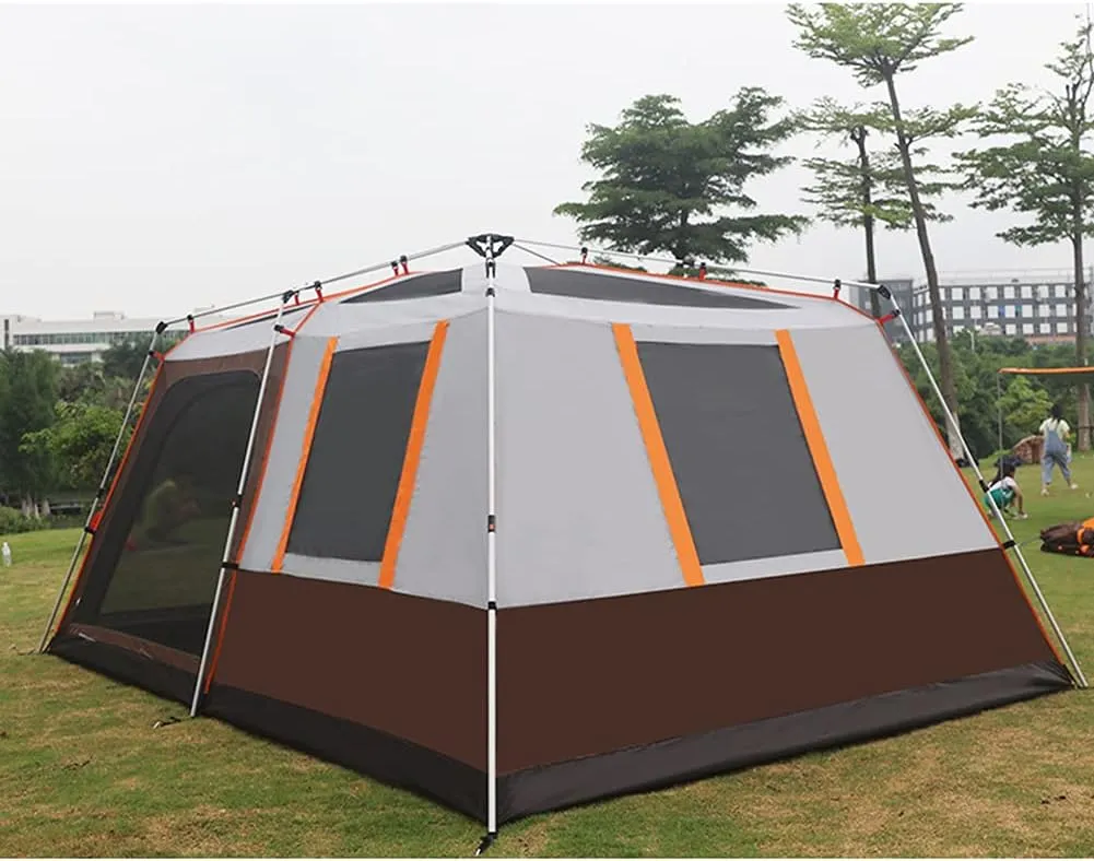 Waterproof Dome Tent with Porch Automatic Pop Up Tent Sun Shelter Easy Set Up Double Layer Family Camping Tents with Carrying Bag for Outdoor Camping, Fishing, BBQ