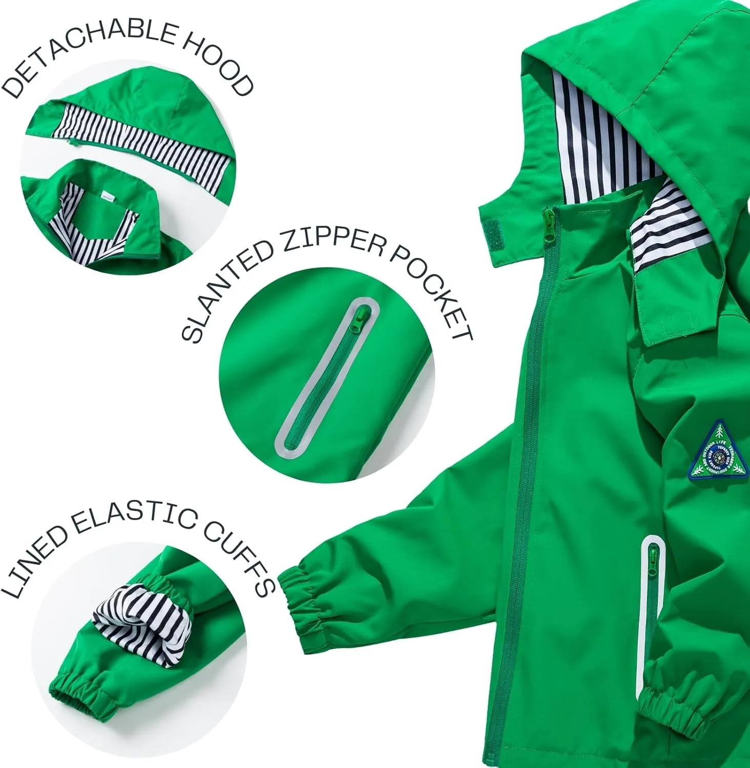 Waterproof Hooded Jacket for Boys Girls,Kids Raincoats Outdoor Windbreaker Dinosaur Rain Jacket